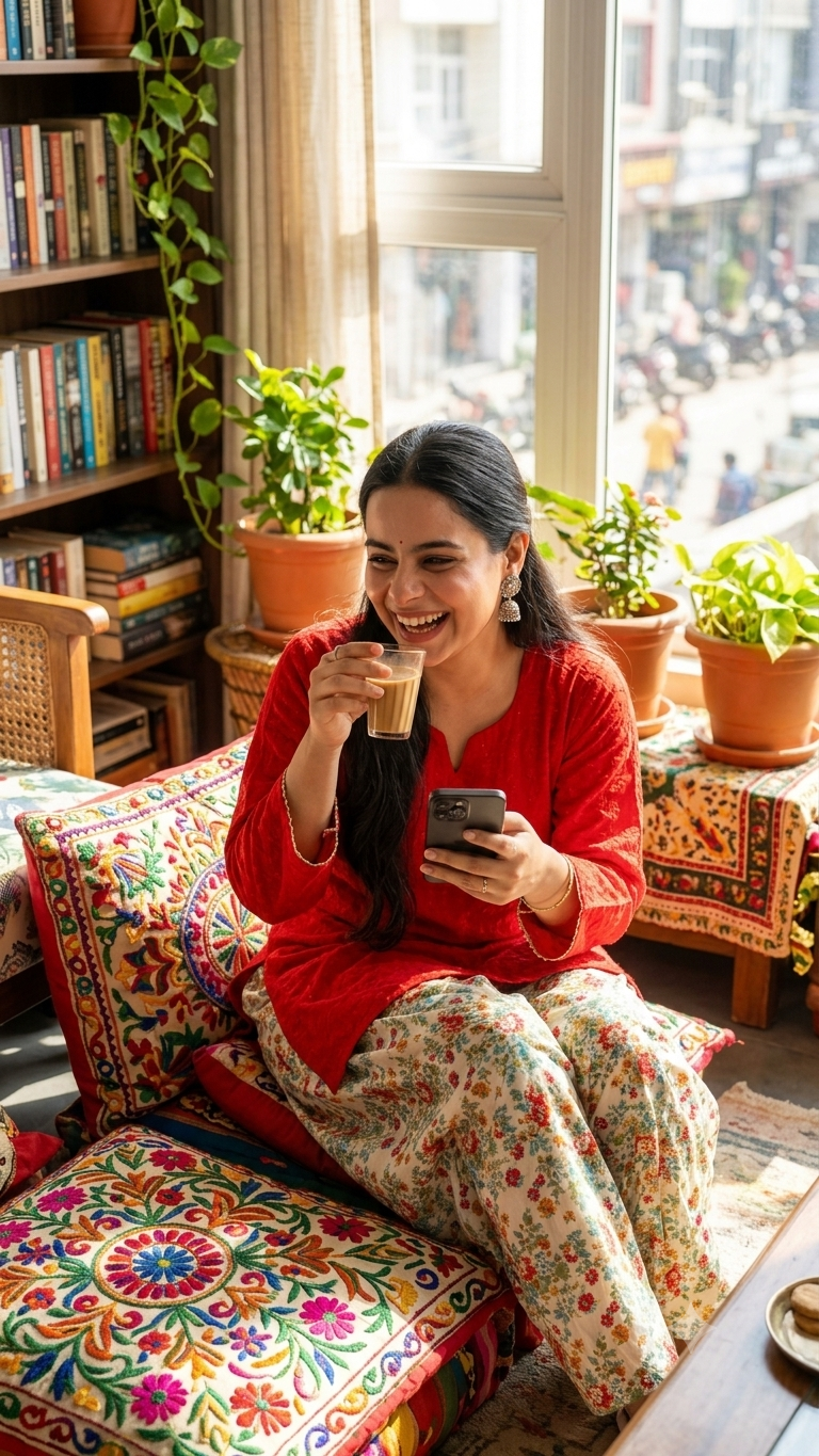 Pakistani Red Chikankari Kurta with Floral Farshi Shalwar
