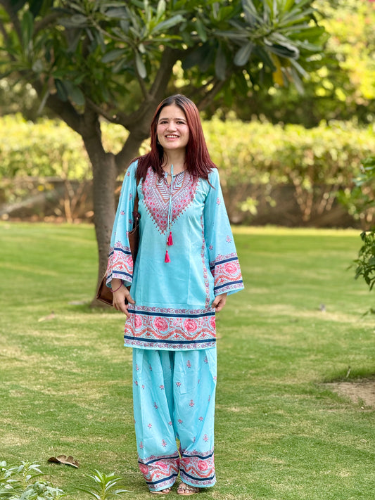 Muslin Digital Print Farshi Suit Set – Elegant Ethnic Wear for Women