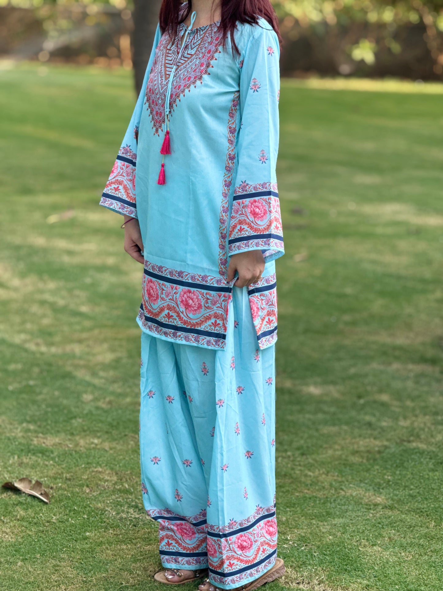 Muslin Digital Print Farshi Suit Set – Elegant Ethnic Wear for Women