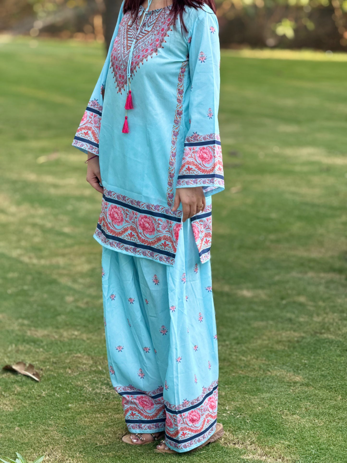 Muslin Digital Print Farshi Suit Set – Elegant Ethnic Wear for Women