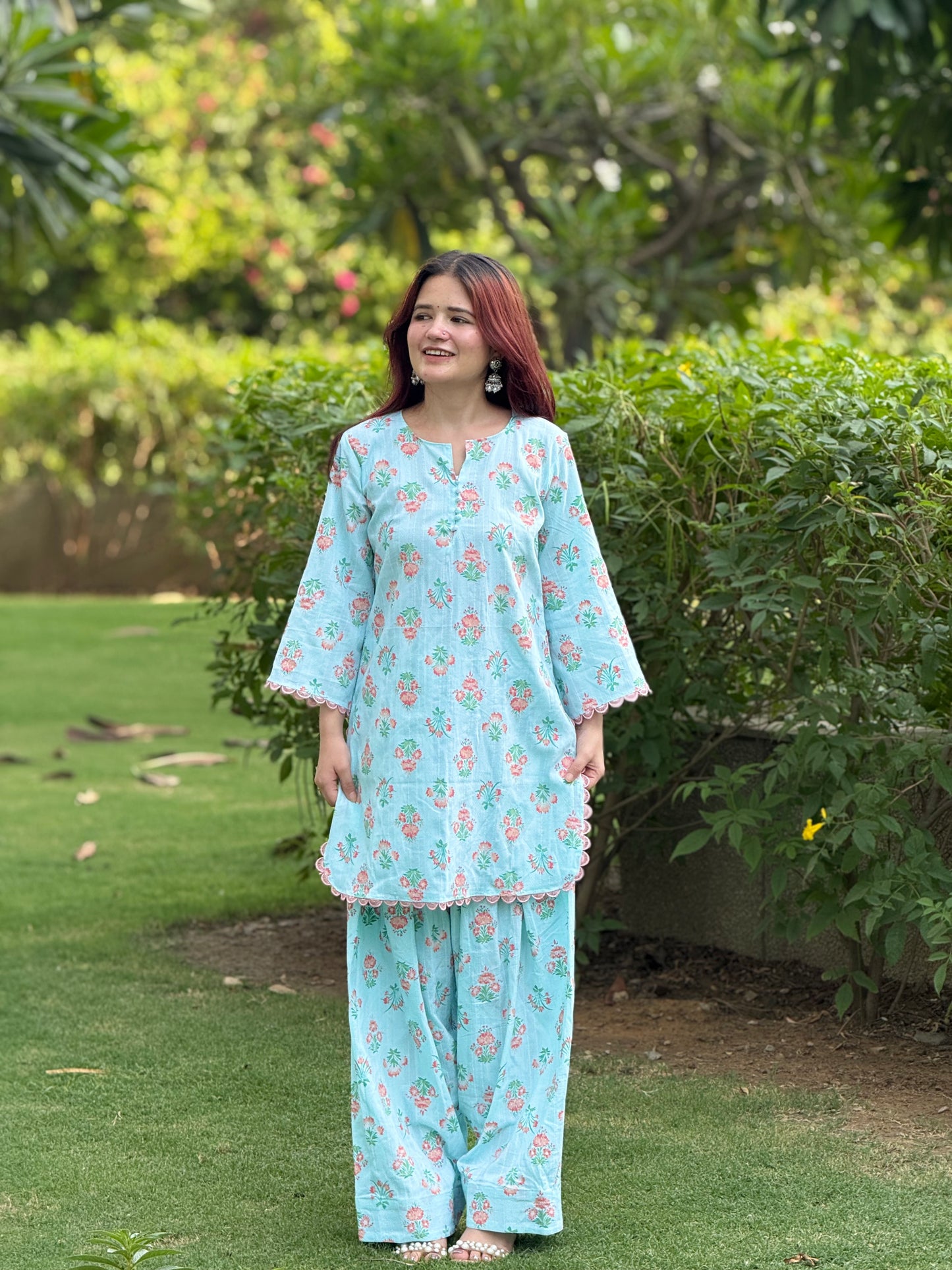 House of ZTH Summer Floral Farshi Set – Soft Cotton
