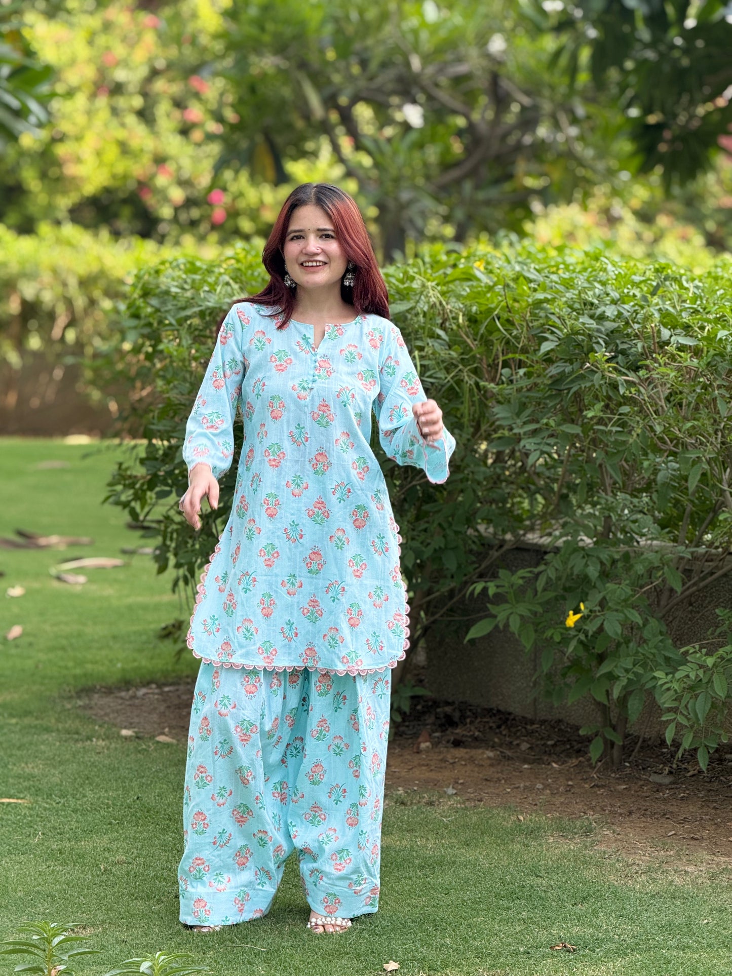 House of ZTH Summer Floral Farshi Set – Soft Cotton