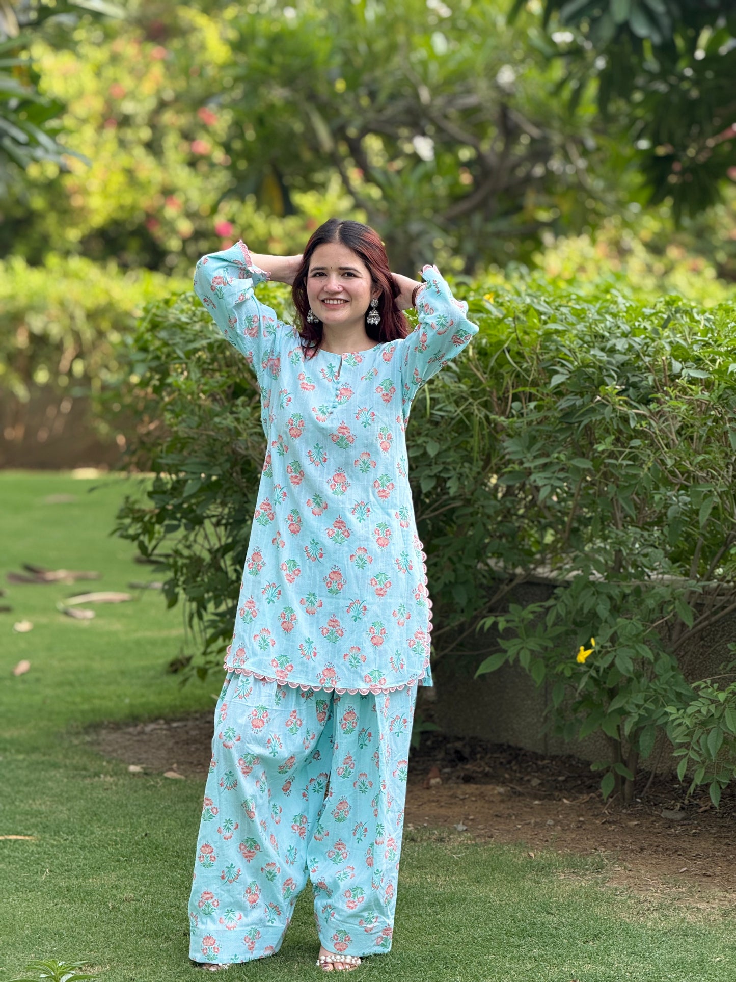 House of ZTH Summer Floral Farshi Set – Soft Cotton