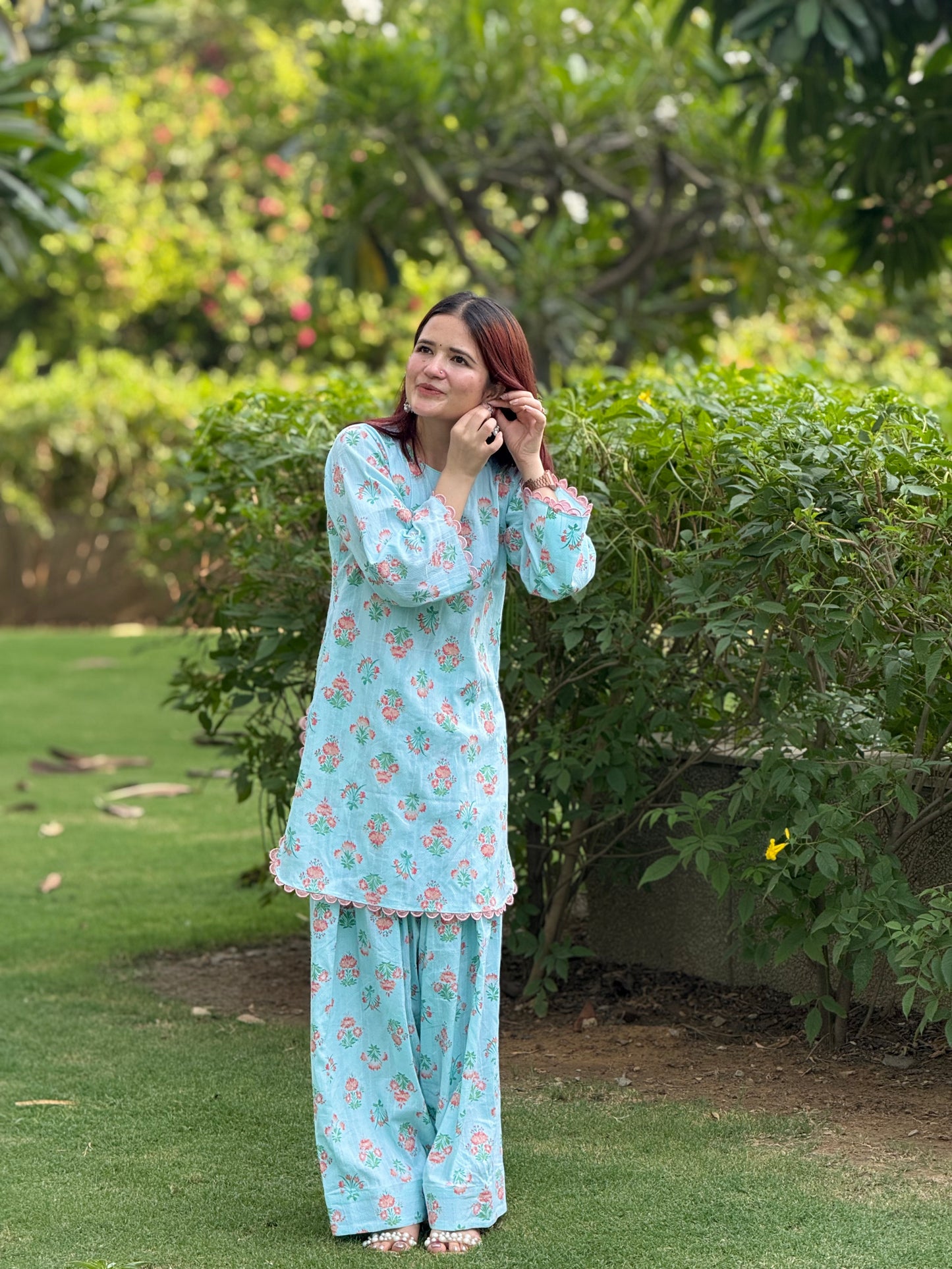 House of ZTH Summer Floral Farshi Set – Soft Cotton