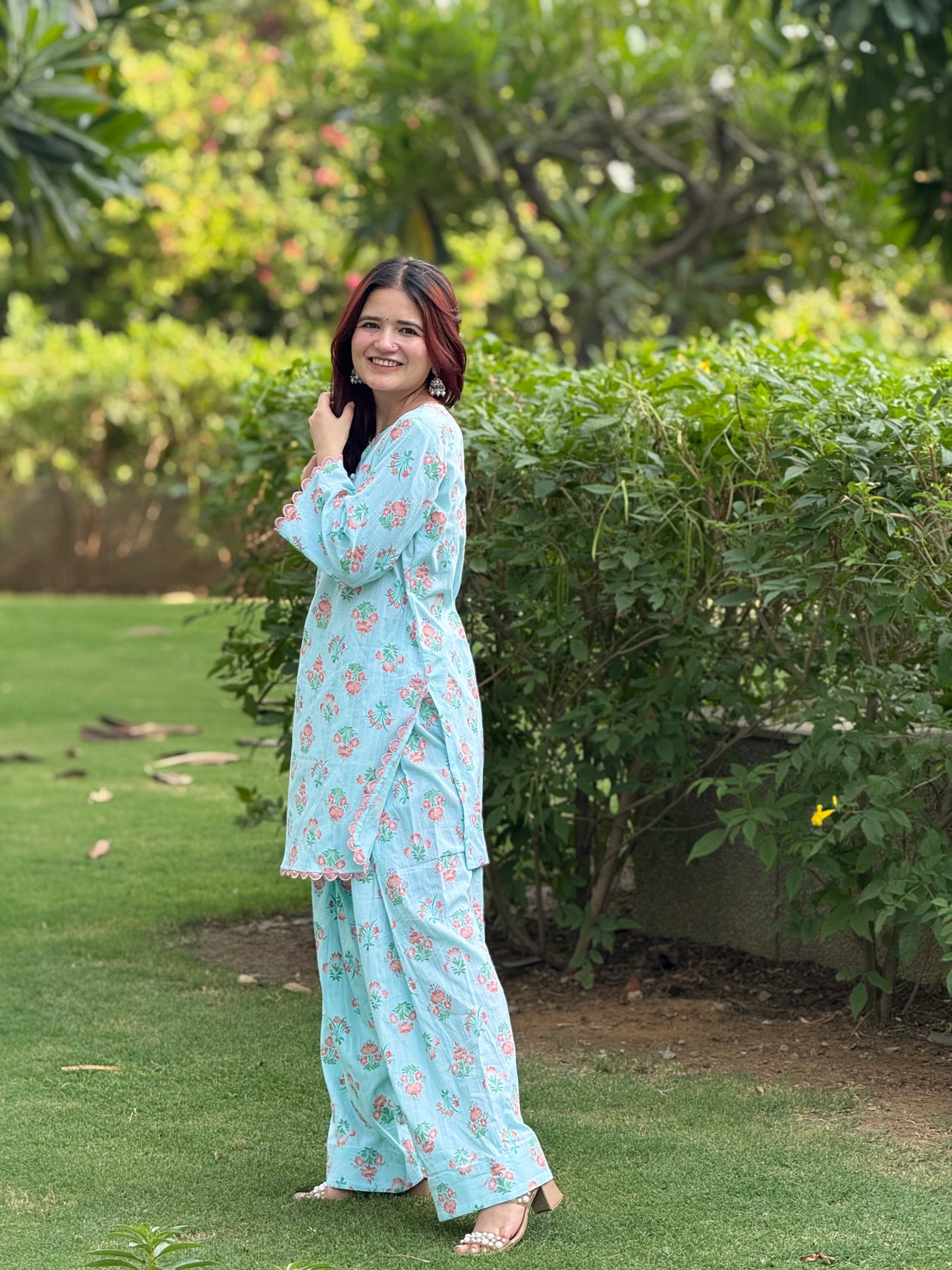 House of ZTH Summer Floral Farshi Set – Soft Cotton