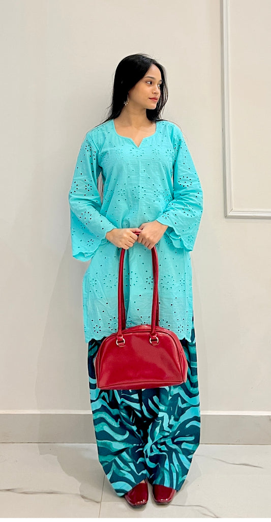 Turquoise Hakoba Farshi Suit Set – 2 Piece