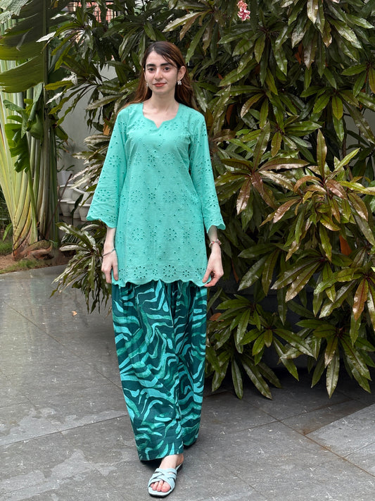 Turquoise Hakoba Farshi Suit Set – 2 Piece