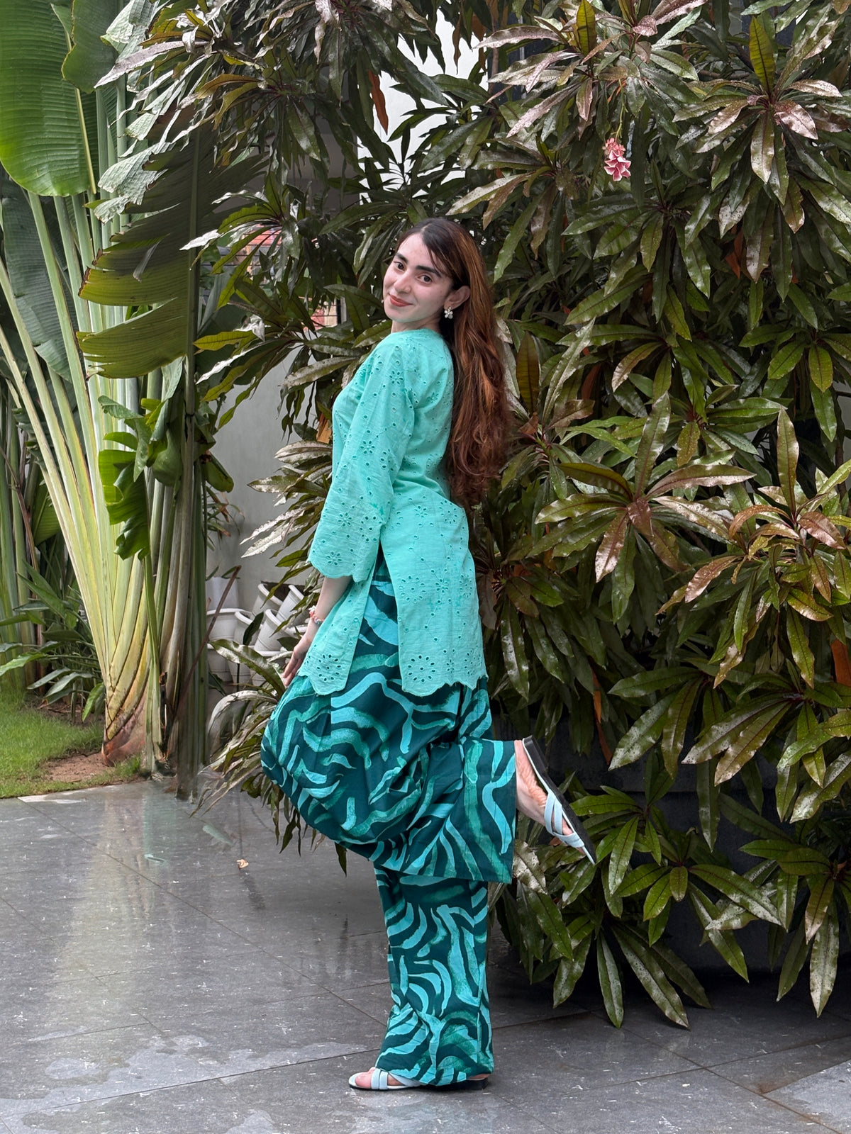 Turquoise Hakoba Farshi Suit Set – 2 Piece