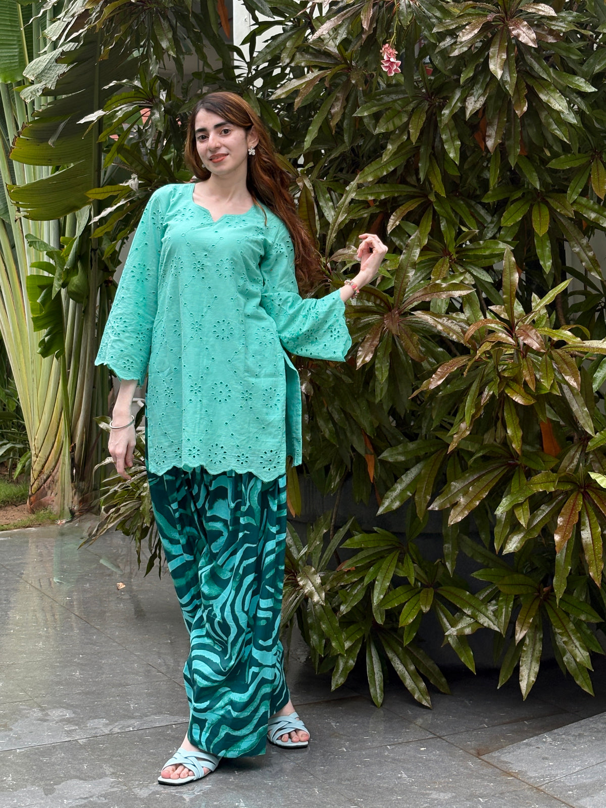Turquoise Hakoba Farshi Suit Set – 2 Piece