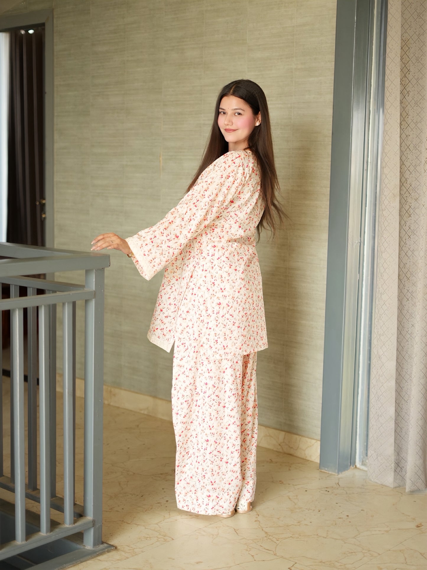Off-White Floral Farshi Suit Set