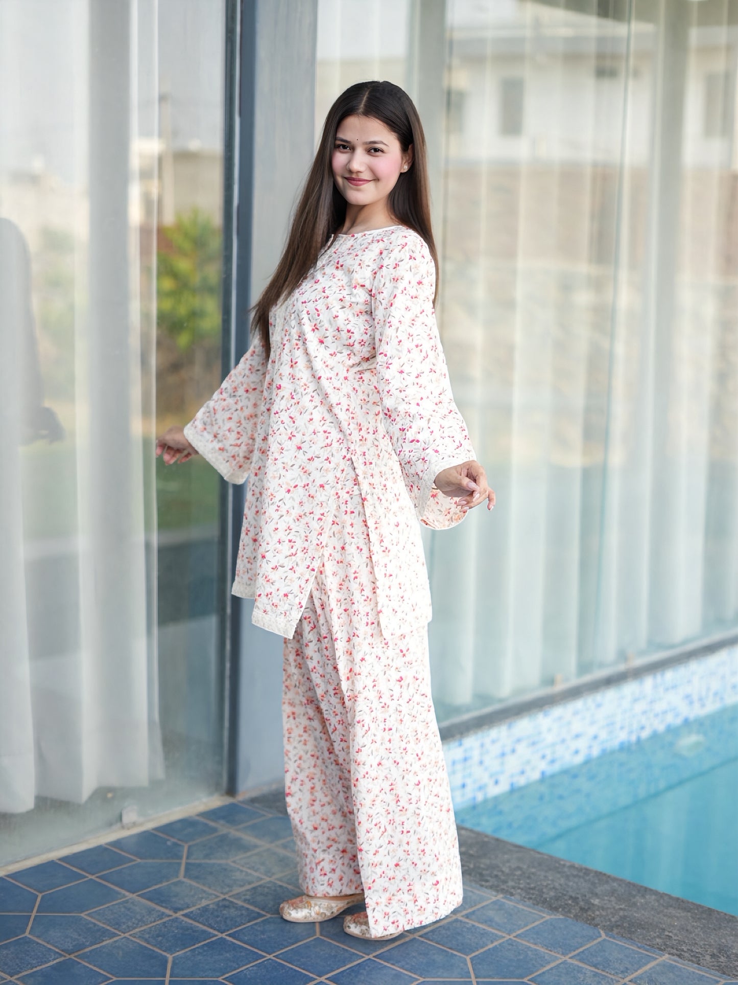 Off-White Floral Farshi Suit Set