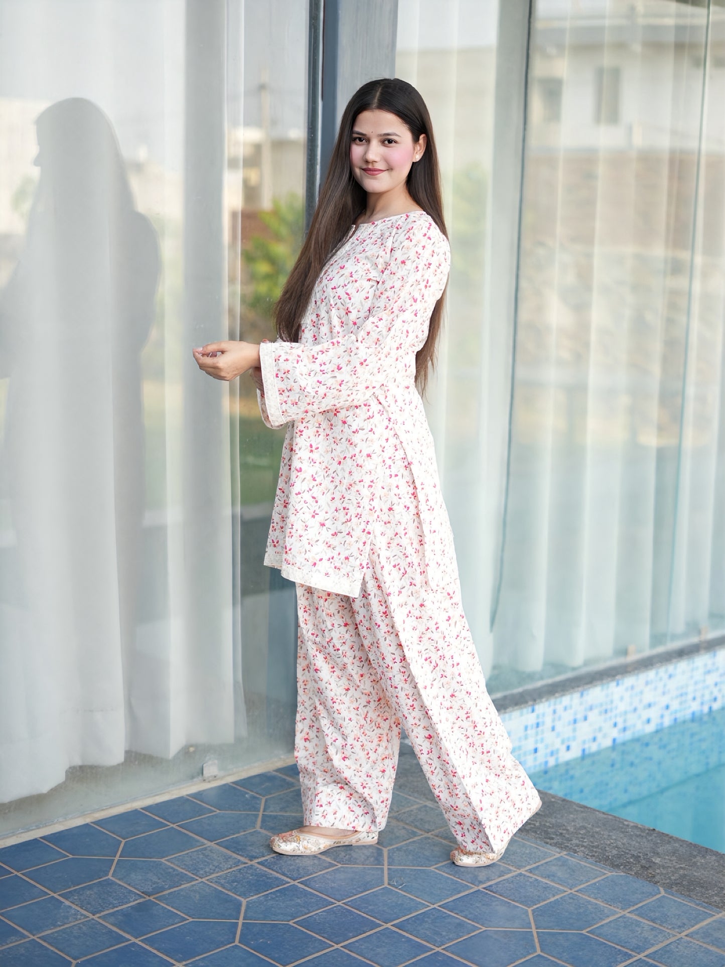 Off-White Floral Farshi Suit Set