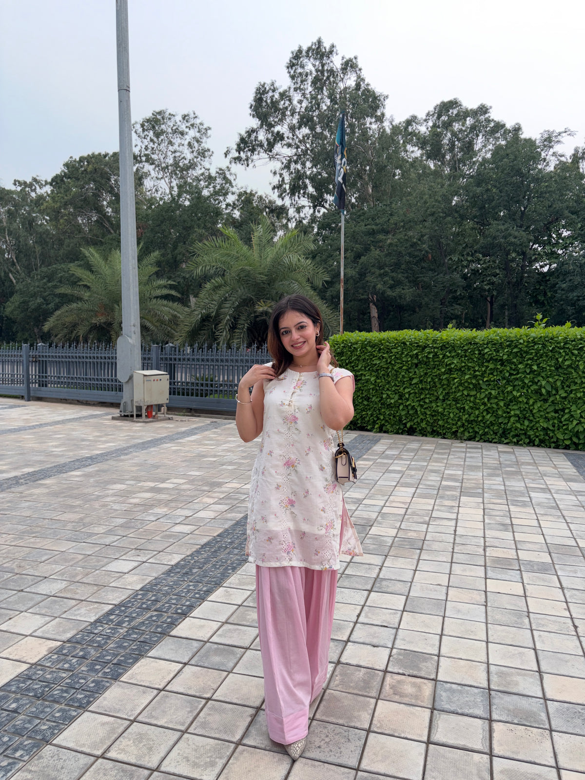 Premium Mul Cotton Hakooba Embroidered Top & Farshi Shalwar Set - Floral Print Co-ord Suit